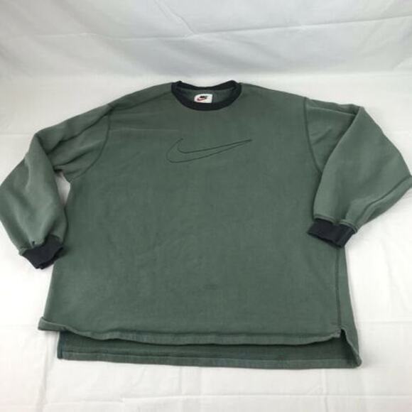 vintage 90s nike center swoosh Pullover Sweatshirt Xl Olive Green